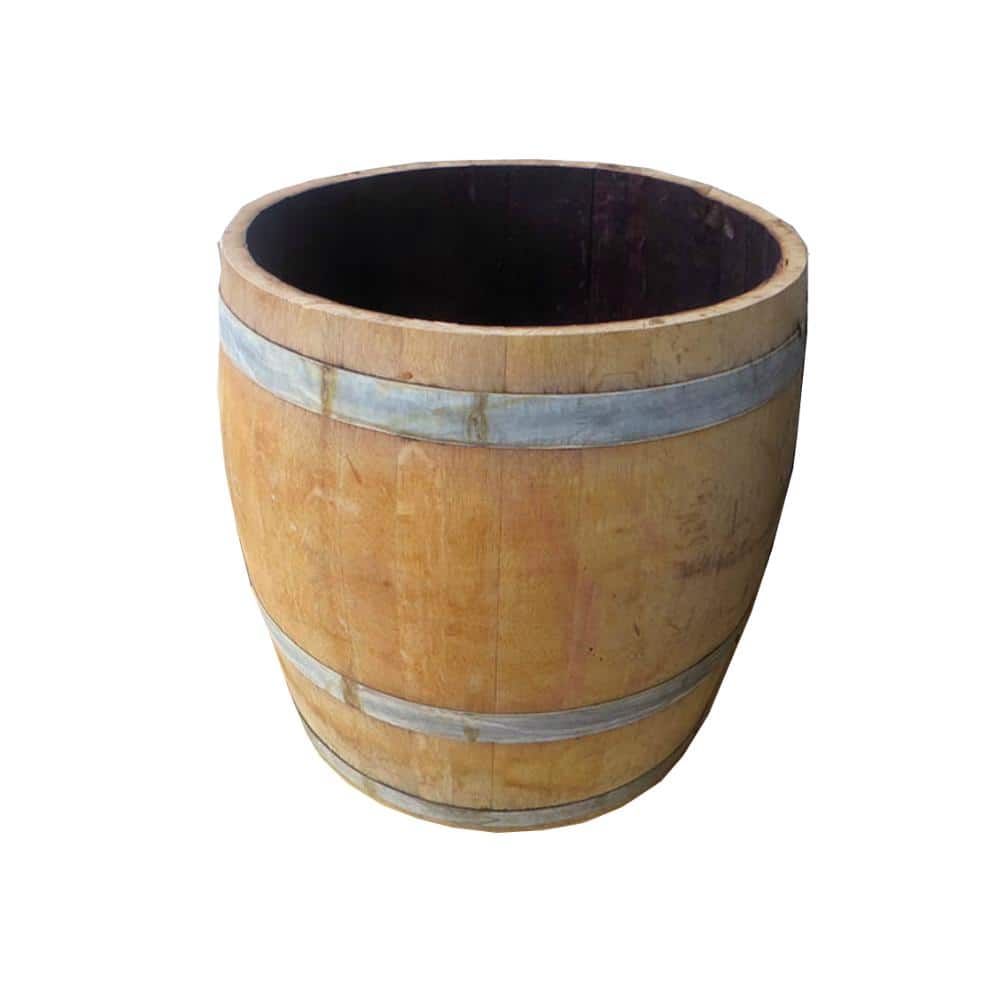 Extra Large Rustic Oak Wood Wine Barrel Planter with Cedar Bottom