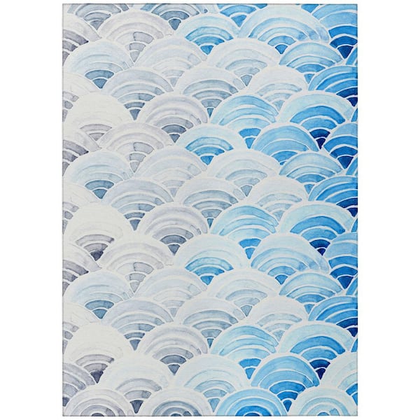 Surfside Blue 5 ft. x 7 ft. 6 in. Geometric Indoor/Outdoor Area Rug