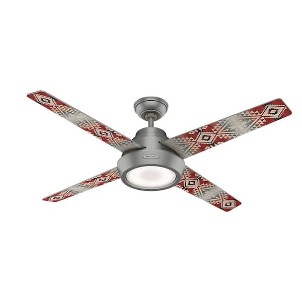 Hunter Canyonlands 54in. Integrated LED Indoor Matte Silver Ceiling Fan with Light Kit and Handheld Remote Control