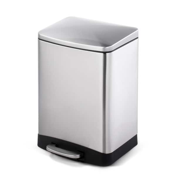 Innovaze 1.6 Gal./6-Liter Fingerprint Free Brushed Stainless Steel Rectangular Step-On Trash Can