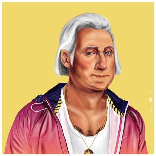 Empire Art Direct "Hip George Washington" Multi-color Free Floating Reverse Unframed Printed Tempered Art Glass Wall Art 24 in. x 24 in.