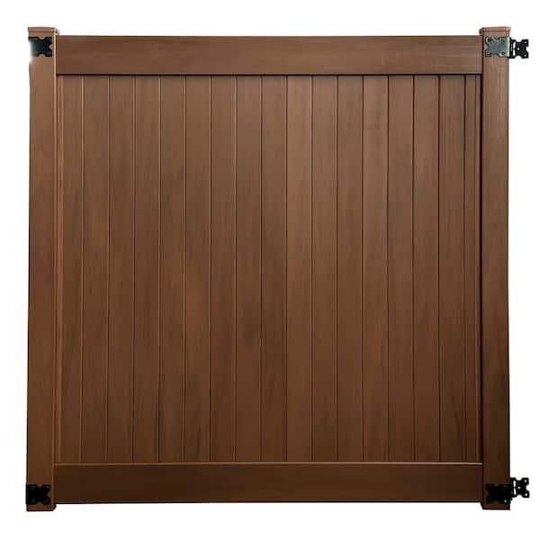 6 ft. W x 6 ft. H Woodgrain Pre-Assembled Vinyl Hickory Fence Gate