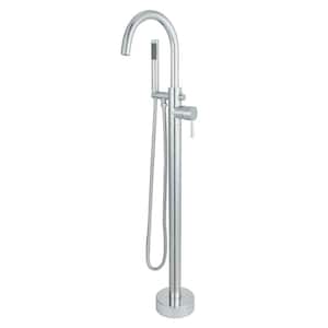 Acerra Single-Handle Freestanding Floor-Mount Roman Tub Faucet with Hand Shower in Polished Chrome