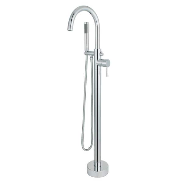 Bellaterra Home Acerra Single-Handle Freestanding Floor-Mount Roman Tub Faucet with Hand Shower in Polished Chrome