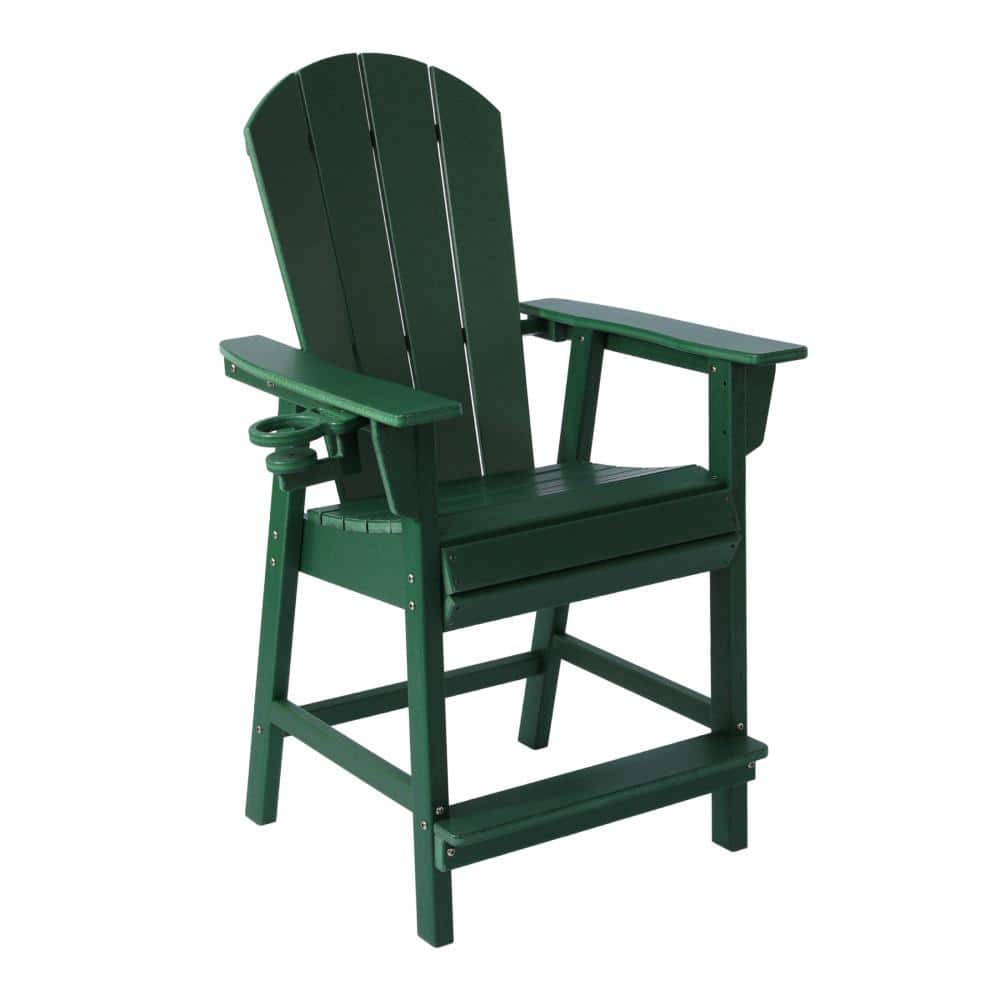 Laguna Fade Resistant Outdoor Patio HDPE Adirondack Counter Height Dinning Chair with Cup Holder, Dark Green price history on PriceWatchPro