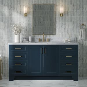 Taylor 67 in. Wx 22 in. Dx 36 in. H Single Sink Freestanding Bath Vanity in Midnight Blue with Carrara White Marble Top