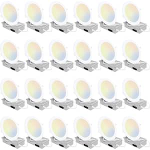 Ultra-Thin 6 in. Adjustable CCT 2700K-6500K Canless Integrated LED Recessed Lighting Kit IC Rated Dimmable (24-Pack)