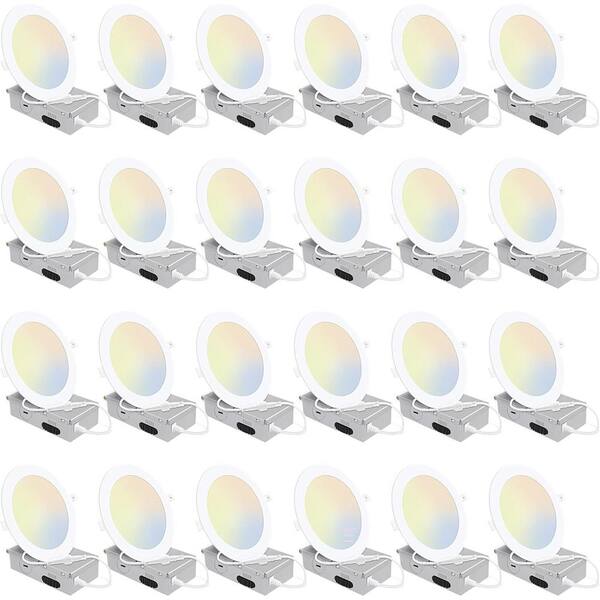 ENERGETIC LIGHTING Ultra-Thin 6 in. Adjustable CCT 2700K-6500K Canless Integrated LED Recessed Lighting Kit IC Rated Dimmable (24-Pack)