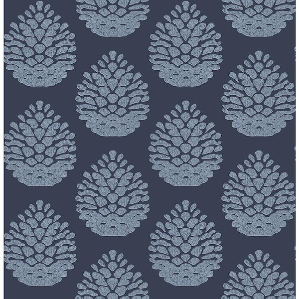 Chesapeake Totem Blue Pinecone Blue Wallpaper Sample