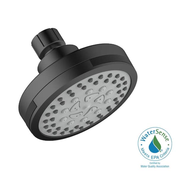 Design House Eastport II 5-Spray Patterns 3.86 in. H W Wall Mount Fixed Shower Head in Matte Black