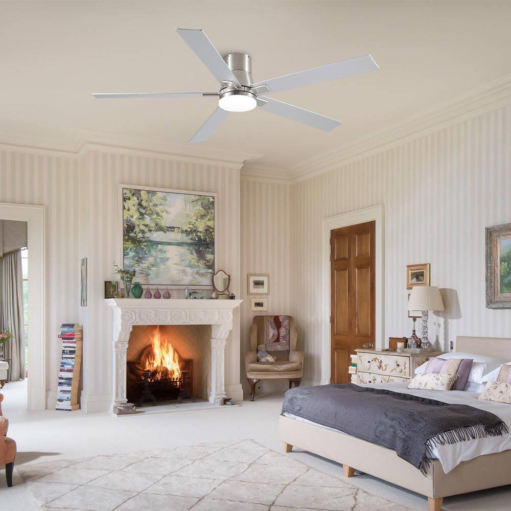 Stylish 60 in. Indoor Matte Black Flush Mount Ceiling Fan with Integrated LED, Remote Contorl and Reversible DC Motor price history on PriceWatchPro