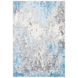 Tulum Gray/Blue 4 ft. x 6 ft. Rustic Abstract Area Rug