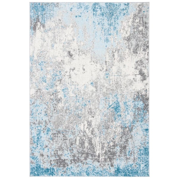 SAFAVIEH Tulum Gray/Blue 4 ft. x 6 ft. Rustic Abstract Area Rug