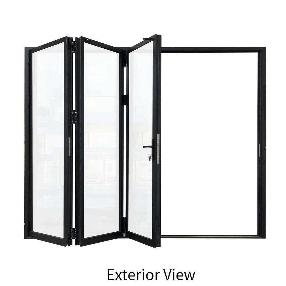 Matte Black Right to Left Out-Swing Thermal Break Aluminum Folding Patio Door with Locks 108 in. x 80 in. price history on PriceWatchPro