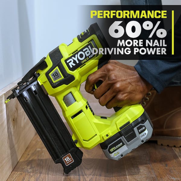 RYOBI ONE 18V HIGH PERFORMANCE Kit w 2 4.0 Ah Batteries 2.0 Ah Battery Charger ONE HP Brushless Brad Nailer P322 PSK108SB The Home Depot