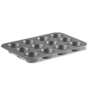 12 Cup Nonstick Heavy-Gauge Carbon Steel Muffin Pan in Silver