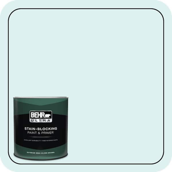 BEHR ULTRA 1 qt. #500C-2 Aqua Pura Semi-Gloss Enamel Exterior Paint & Primer