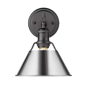 Orwell 4.875 in. 1-Light Black Vanity Light with Chrome Shade