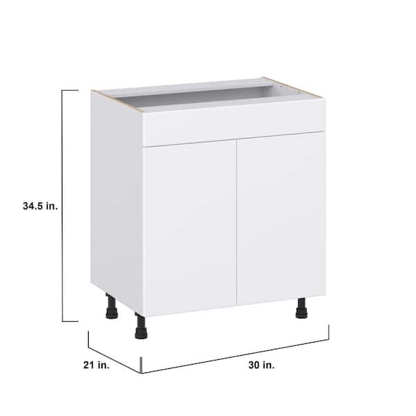 J COLLECTION Fairhope Bright White Slab Assembled Vanity Sink Base Cabinet with False Front (30 in. W x 34.5 in. H x 21 in. D)