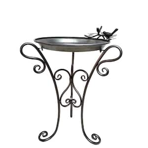 20 in. Shallow Galvanized Birdfeeder and Tray with 3-Leg Stand