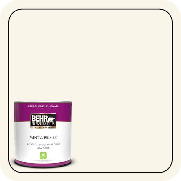 BEHR PREMIUM PLUS 1 qt. #PWN-11 Calla Lily Eggshell Enamel Low Odor Interior Paint & Primer