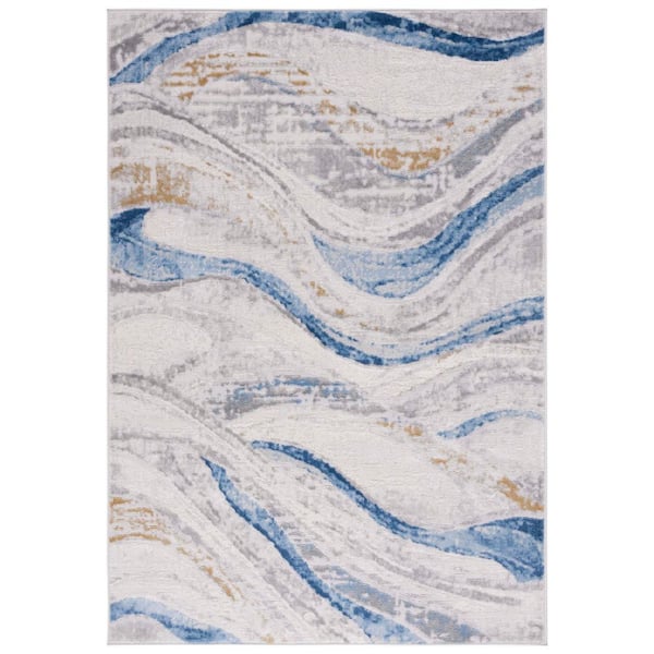 SAFAVIEH Palma 7 ft. x 9 ft. Beige/Light Blue Abstract Marble Area Rug