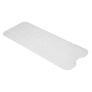Anti-Slip White 39 in. x 15 in. Plastic PVC Bathtub Mat