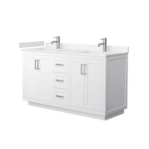 Miranda 60 in. W Double Bath Vanity in White with Cultured Marble Vanity Top in Light-Vein Carrara with White Basins