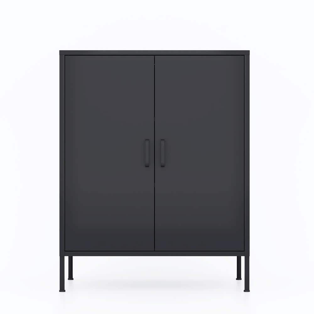 31.5 in. W x 15.75 in. D x 39.96 in. H Black Linen Cabinet Metal Storage Lo