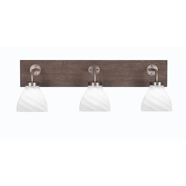 Lighting Theory Kirby 26.75 in. 3-Light Graphite and Painted Distressed Wood-look Metal Vanity Light
