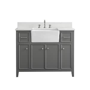 Casey 42 in. W x 22 in. D Bath Vanity in Gray with Engineered Stone Vanity Top in Ariston White with White Sink