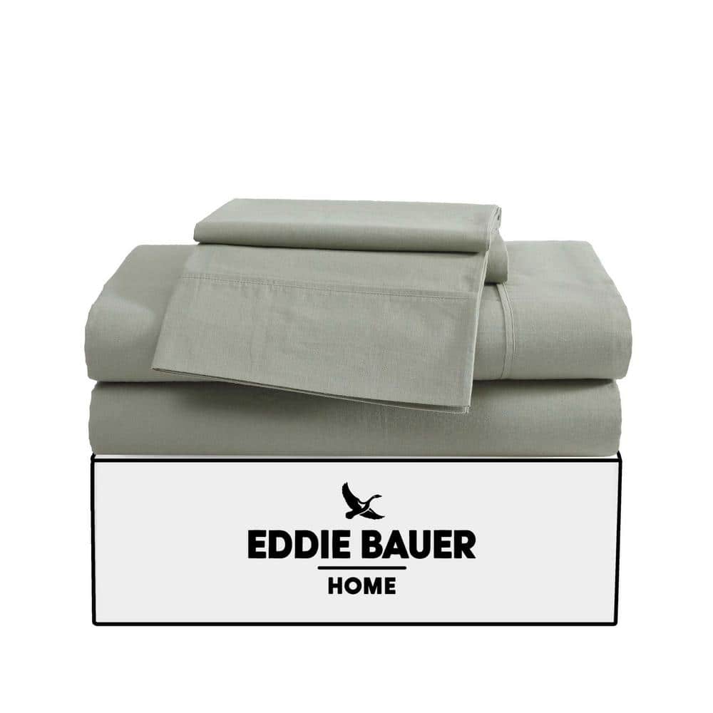 Queen Green Cotton Percale Deep Pocket Sheet Set