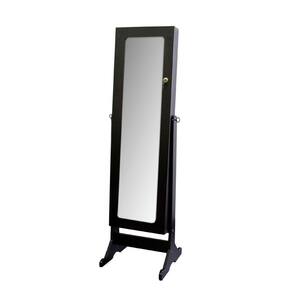 57 in. x 16 in. Modern Rectangle Framed Espresso Standing Mirror with Storage
