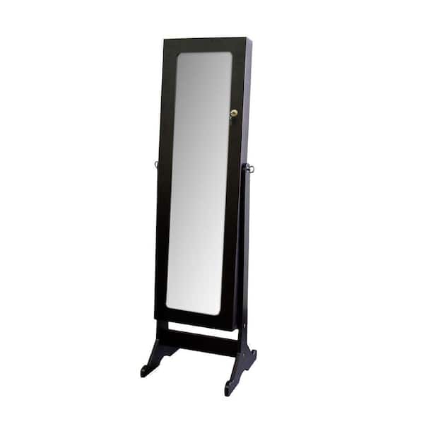 ORE International Large Rectangle Espresso Beveled Glass Tilting Contemporary Mirror (57 in. H x 16 in. W)