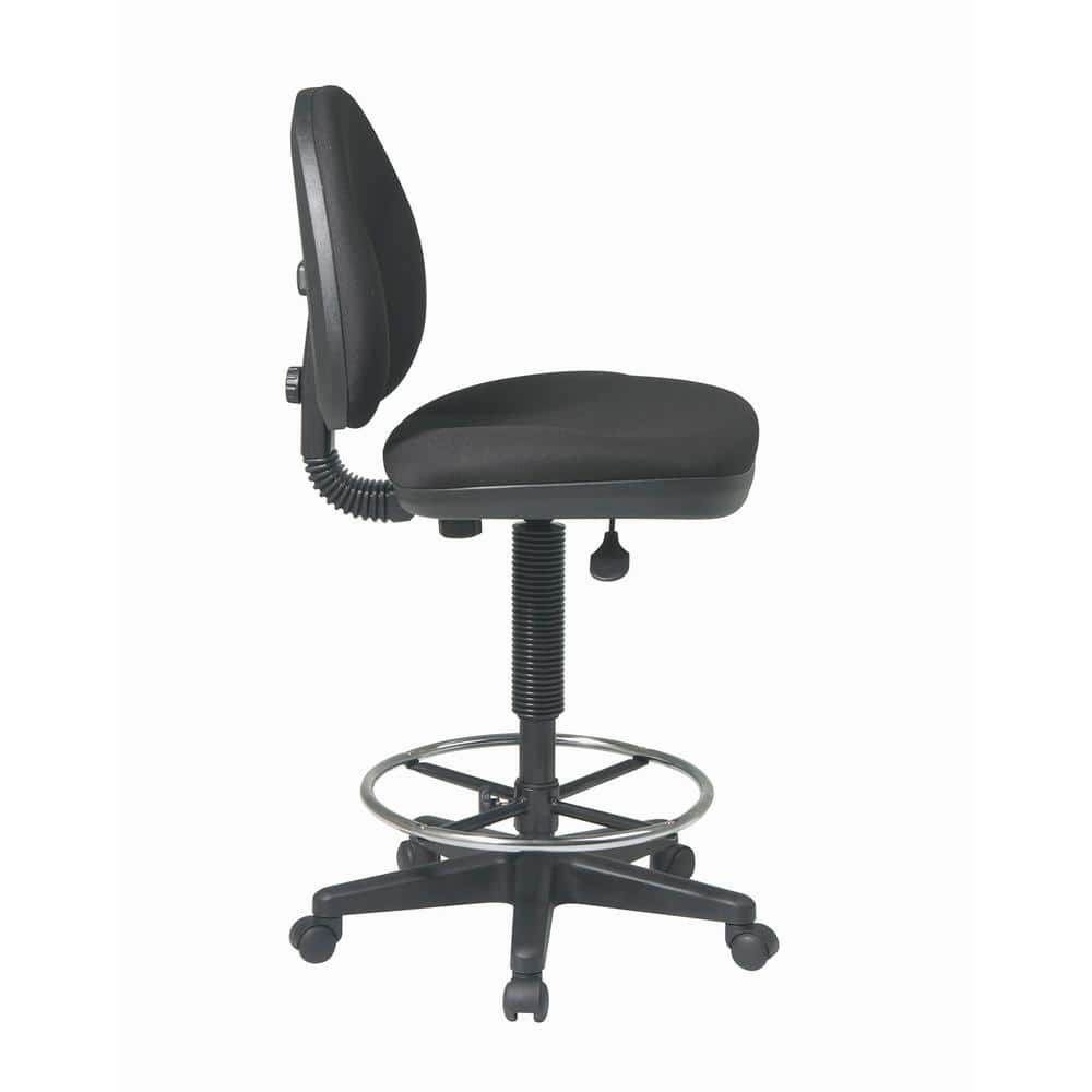 Black Metal Armless Fabric Drafting Chair