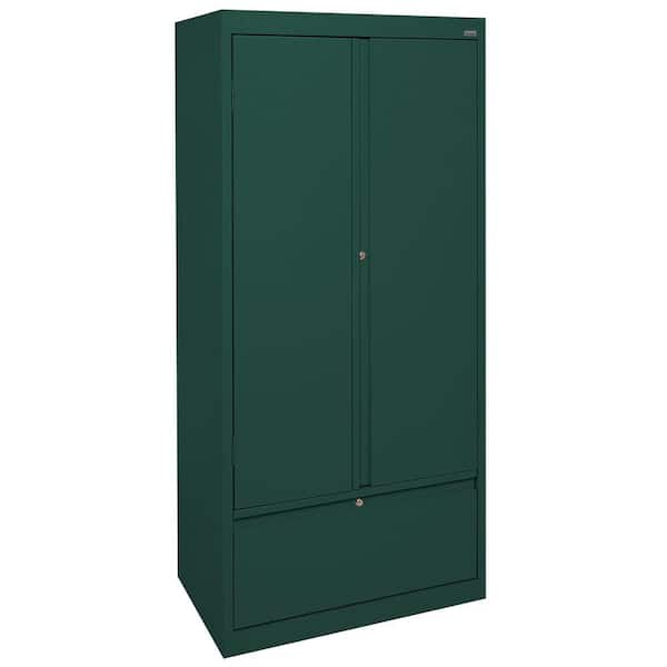 Sandusky Systems Series 30 in. W x 64 in. H x 18 in. D Storage Cabinet with File Drawer in Forest Green