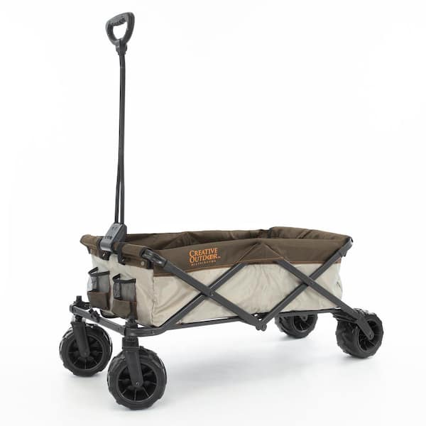 Unbranded 7 cu.ft. Metal Folding Garden Cart in 2-Tone Brown