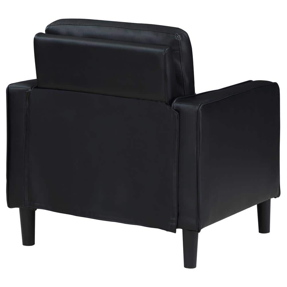 Ruth Black Faux Leather Transitional Accent Chair