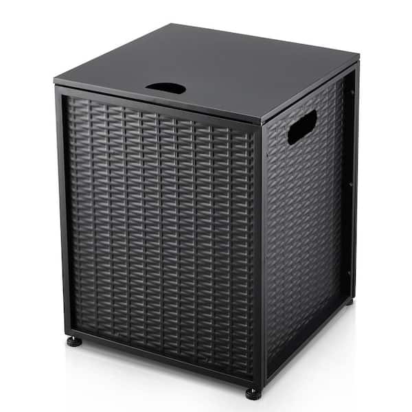 16 in. Black Portable Propane Outdoor Fire Pit Table, Tank Cover Table, Storage Cabinet for Garden, Patio