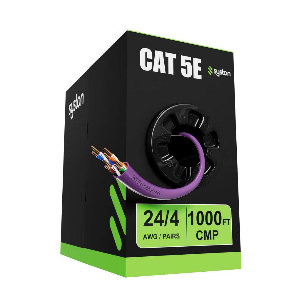 1000 ft. Purple Cat 5e CMP-Plenum 350MHz 24AWG Solid Bare Copper Ethernet Network Wire-Bulk No Ends UV Heat Resistant price history on PriceWatchPro