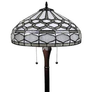 62 in. Royal White Tiffany Style Floor Lamp