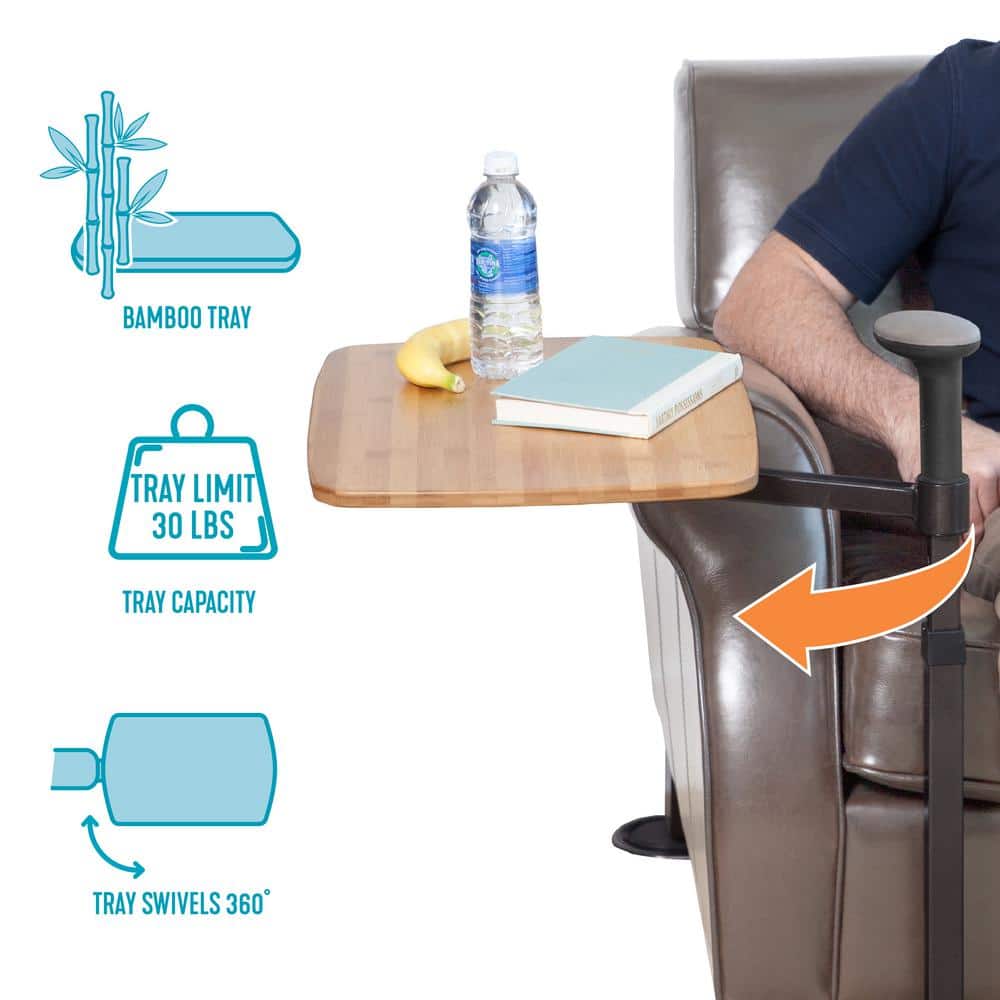Bamboo Swivel TV Tray with Ergonomic Stand Assist Handle
