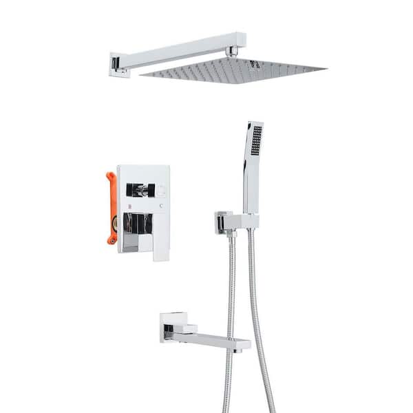 10-Spray Wall Mounted Dual Fixed and Handheld Shower Head 2.5 GPM in Chrome