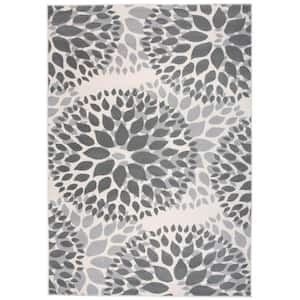 Modern Contemporary Floral Circles Gray 3 ft. 1 in. x 5 ft. Indoor Area Rug