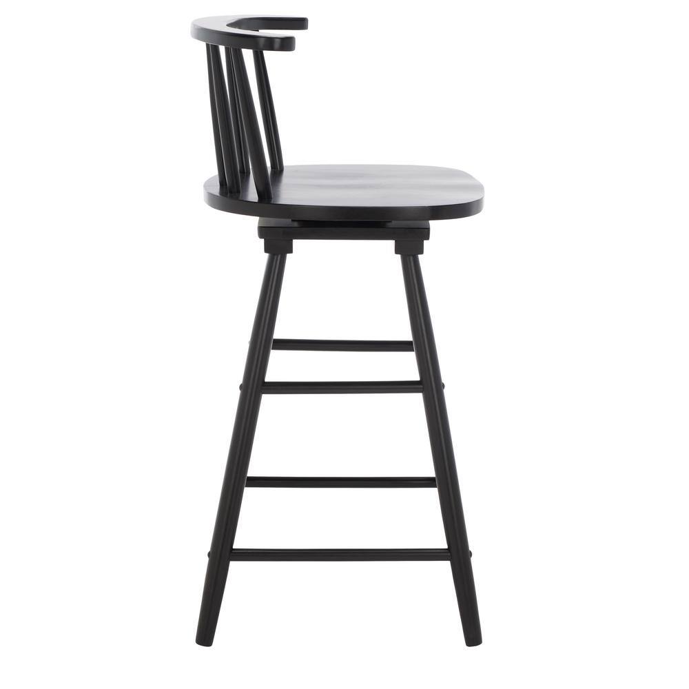 Black Swivel Backless Wood and Metal Counter Stool