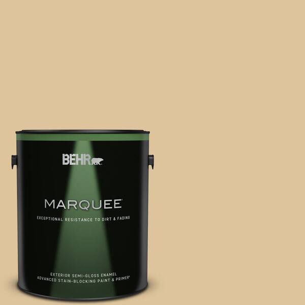 BEHR MARQUEE 1 gal. #S300-3 Almond Cookie Semi-Gloss Enamel Exterior Paint & Primer