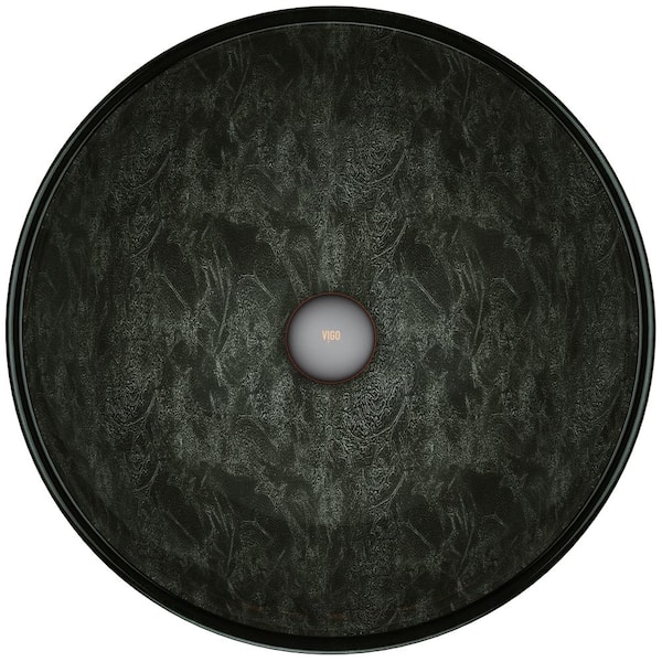 Giovanni Onyx Gray Glass 17 in. L x 17 in. W x 6 in. H Round Vessel Bathroom Sink