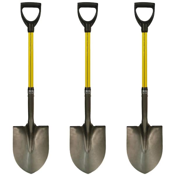 30 in. Classic Fiberglass Handle with D-Grip and Heavy-Duty Round Point Steel Blade Shovel (3-Pack)