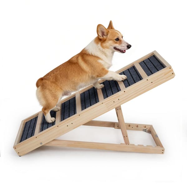 Wooden Folding Dog Ramp Portable Pet Ramp with Non-Slip Carpet for Car SUV Truck, 38 in.