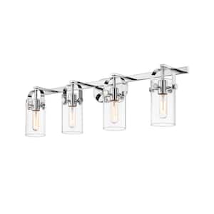 Pilaster 34.88 in. 4 Light Polished Nickel Vanity Light with Clear Glass Shade